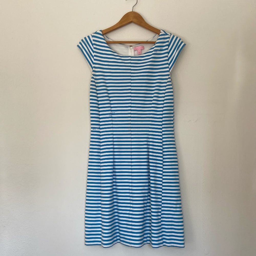 Lilly Pulitzer Nautical Striped Dress in Blue and White